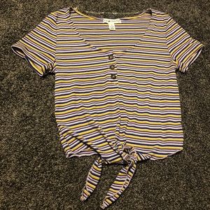 Purple and Yellow Striped Tied T-Shirt